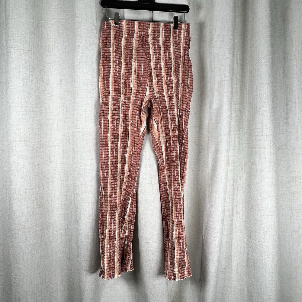 Free People Fine Line Slim Pants Flare Small High Rise Striped Bohemian Summer